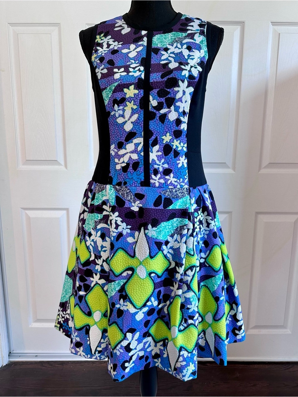 Peter Pilotto for Target Neon Floral Side Panel Drop Waist Sleeveless Dress